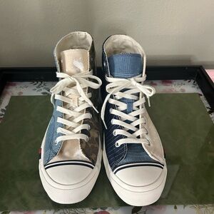 Pro-Keds High-Top Sneakers in Denim & Beige